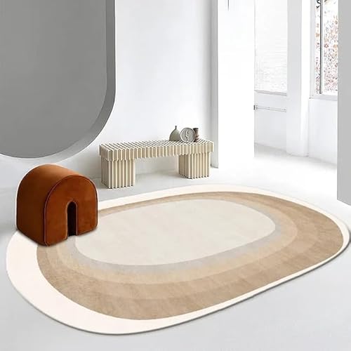 Wohnzimmer Teppich Designer Teppich Moderner Teppich Schlichtes Braun Flur Schlafzimmer Küche Wohnzimmer kinderzimmer Oval 120X170CM von Tappeti Design