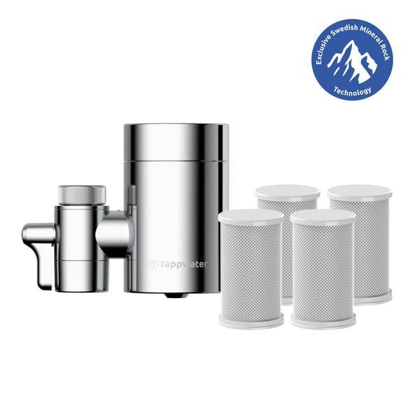 Wasserfilter für Wasserhahn Tappwater EcoPro SMR - Leitungswasserfilter mit 6 Stufen und Swedish Mineral Rock. Filtert + 100 Stoffe und fügt Mineralien für reines, gesundes Wasser hinzu. Exklusiver Technologie von Tappwater