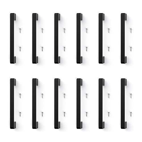 Tapsin 12 Stück Möbelgriffe Schwarz 128mm lochabstand Küchengriffe Edelstahl Schubladengriffe Verbesserter Abgerundeter Quadratischer Anti-Schlag Griffe für Küchenschränke Kleiderschrank von Tapsin