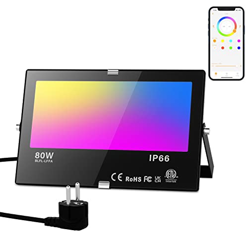 Taptoron LED Strahler Außen 80W RGB Fluter Mit Bluetooth APP-Steuerung Dimmbar Smart Flutlicht Bunt IP66 Wasserdicht Außenstrahler 5700K Kaltweiß Gartenbeleuchtung für Aussen Innen Baum Party Garten Taptoron LED Strahler Außen 80W RGB Fluter Mit Bluetooth APP-Steuerung Dimmbar Smart Flutlicht Bunt IP66 Wasserdicht Außenstrahler 5700K Kaltweiß Gartenbeleuchtung für Aussen Innen Baum Party Garten von Taptoron