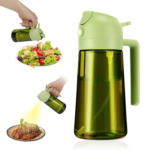 Tapvai 2-in-1 Ölsprüher für Speiseöl,470ml lichtblockierender dunkler Ölsprüher,UV Schutz ölzerstäuber für die Küche,grüne Glasölflaschen,für Zum Kochen Salat, Grillen,Backen Gadget (Grün) von Tapvai