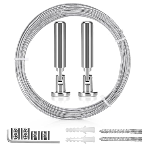 Tapvai 5m Wandhalterung Set,Edelstahl Vorhangdraht,Gardine Stahlseil,für Vorhang,Wäscheleine,Spanndraht,Foto-Draht,Duschvorhänge von Tapvai