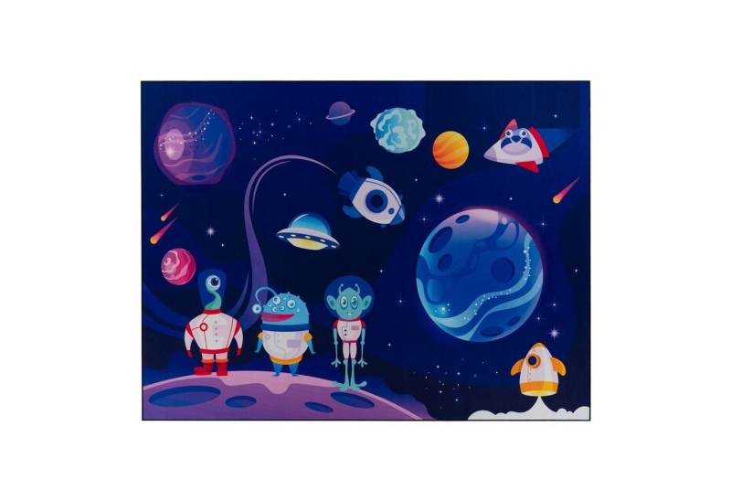 TaraCarpet Kinderteppich Tara Kids Fresh Alien Adventure, rechteckig, Höhe: 5 mm, Kinderzimmer Jugendzimmer Aliens Weltraum Raketen Planeten 080X150 cm von TaraCarpet