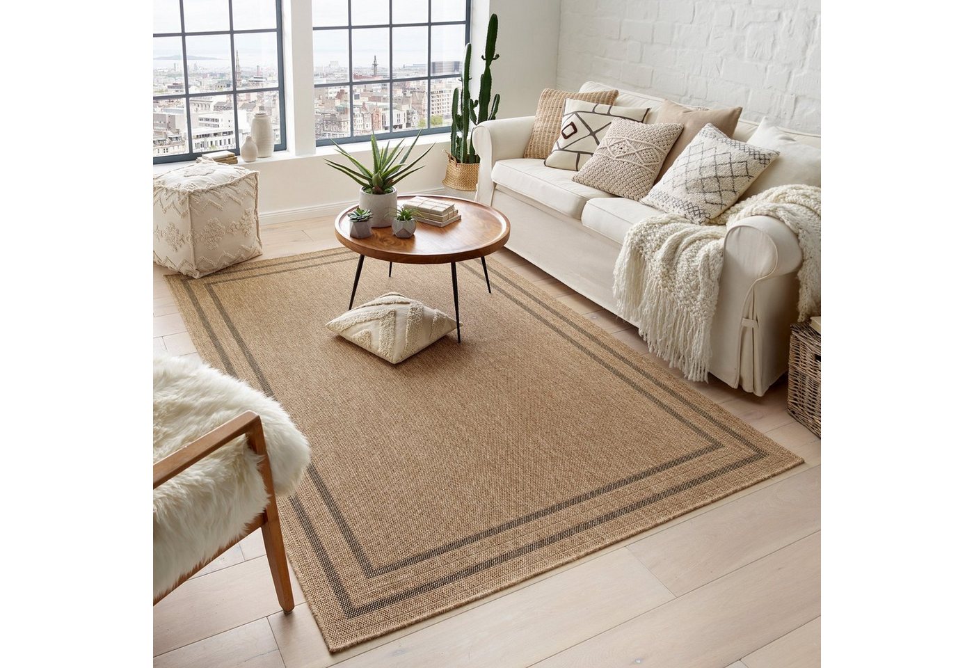 TaraCarpet Teppich Outdoor & Indoor Teppich wetterfest Borneo Sisal-Jute-Optik naturfarbe, rechteckig, Höhe: 10 mm, Kurzflor Bordüre S In & Outdoor Balkon Terrasse Wohnzimmer 67x180 TaraCarpet Teppich Outdoor & Indoor Teppich wetterfest Borneo Sisal-Jute-Optik naturfarbe, rechteckig, Höhe: 10 mm, Kurzflor Bordüre S In & Outdoor Balkon Terrasse Wohnzimmer 67x180 von TaraCarpet