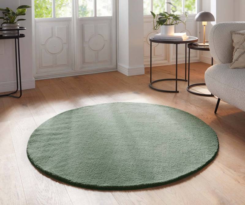 TaraCarpet Teppich Supersoft Kurzflorteppich Fiona Uni, rund, Höhe: 19 mm, waschbar mint Wohnzimmer Schlafzimmer Kinderzimmer 080x080 cm von TaraCarpet