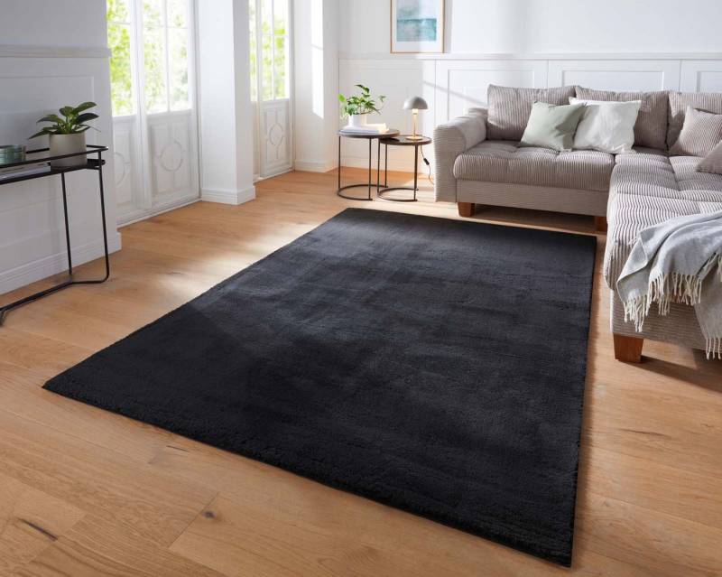 TaraCarpet Teppich Supersoft Kurzflorteppich Fiona Uni, rechteckig, Höhe: 19 mm, waschbar schwarz Wohnzimmer Schlafzimmer Kinderzimmer 050x080 cm TaraCarpet Teppich Supersoft Kurzflorteppich Fiona Uni, rechteckig, Höhe: 19 mm, waschbar schwarz Wohnzimmer Schlafzimmer Kinderzimmer 050x080 cm von TaraCarpet