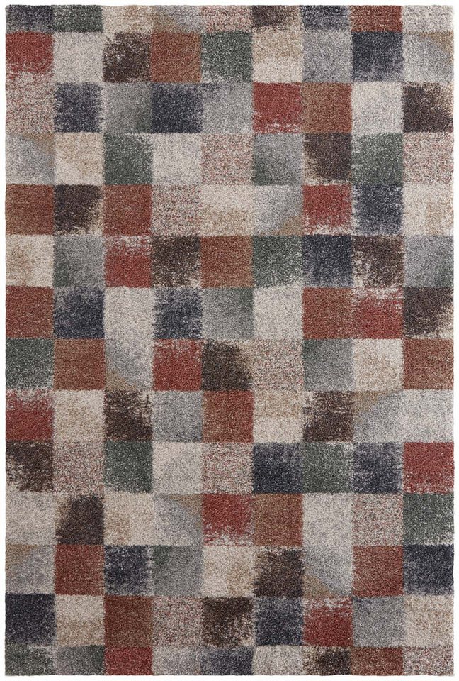 TaraCarpet Teppich Tara Carpet Berber Karo, rechteckig, Höhe: 27 mm, Moderner weicher Teppich kariert in braun und grün extra weich 67x140 von TaraCarpet