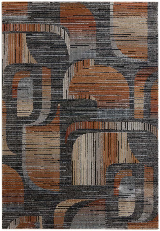 TaraCarpet Teppich Tara Carpet Futuro 70ten, rechteckig, Höhe: 14 mm, Retro Teppich in anthrazit und orange elegant hoch tief 3D 133x195 TaraCarpet Teppich Tara Carpet Futuro 70ten, rechteckig, Höhe: 14 mm, Retro Teppich in anthrazit und orange elegant hoch tief 3D 133x195 von TaraCarpet