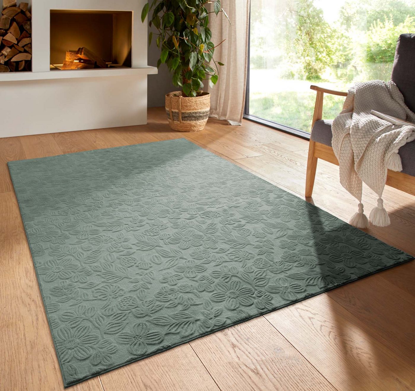 TaraCarpet Teppich TaraCarpet Homestyle 375 Flora, rechteckig, Höhe: 10 mm, Blätteroptik hoch-tief weich waschbar grün 50x80 TaraCarpet Teppich TaraCarpet Homestyle 375 Flora, rechteckig, Höhe: 10 mm, Blätteroptik hoch-tief weich waschbar grün 50x80 von TaraCarpet
