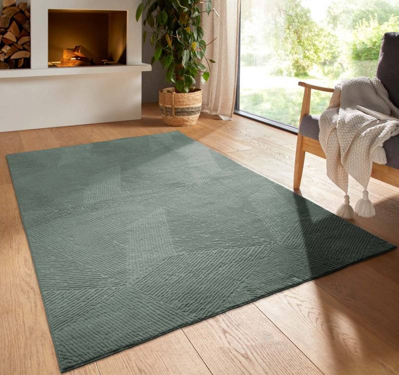 TaraCarpet Teppich TaraCarpet Homestyle 389 Fresco, rechteckig, Höhe: 10 mm, Fresco hoch-tief weich waschbar grün 50x80 von TaraCarpet