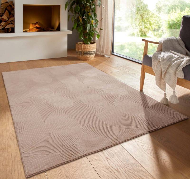 TaraCarpet Teppich TaraCarpet Homestyle 390 Wellen, rechteckig, Höhe: 10 mm, Felloptik hoch-tief weich waschbar Welle anthrazit 50x80 von TaraCarpet