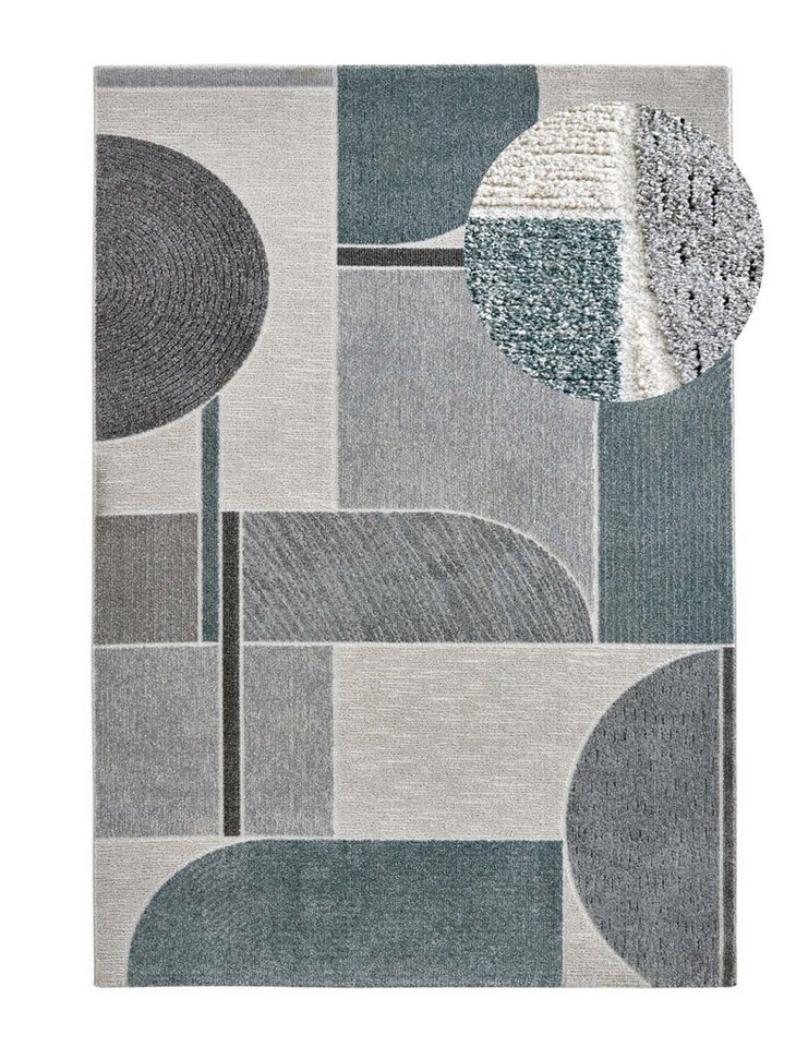 TaraCarpet Teppich TaraCarpet Valencia Teppich - Abstrakt, rechteckig, Höhe: 12 mm, Hochwertiger dichter Teppich abstraktes Design grün 80x150 von TaraCarpet