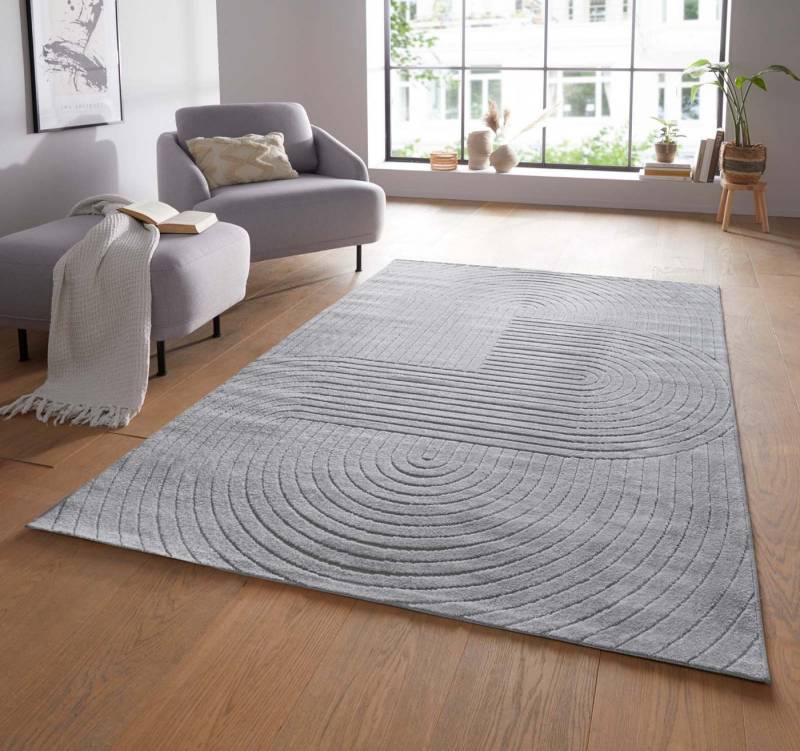 TaraCarpet Teppich TaraCarpet Zen Modern fürs Wohnzimmer Schlafzimmer und Outdoorteppich, rechteckig, Höhe: 5 mm, In&Outdoor Teppich hoch-tief 3D grau Wohnzimmer Schlafzimmer 80x150 von TaraCarpet