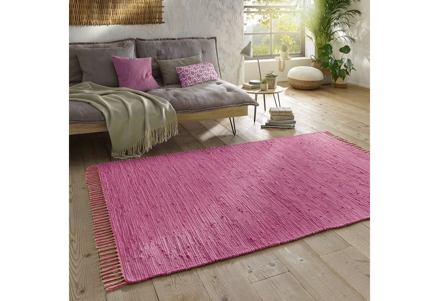 TaraCarpet Teppich Flickenteppich TaraCarpet Sylt mit Fransen, rechteckig, Höhe: 5 mm, Wohnzimmer Schlafzimmer Küchenteppich berry 070x250 TaraCarpet Teppich Flickenteppich TaraCarpet Sylt mit Fransen, rechteckig, Höhe: 5 mm, Wohnzimmer Schlafzimmer Küchenteppich berry 070x250 von TaraCarpet
