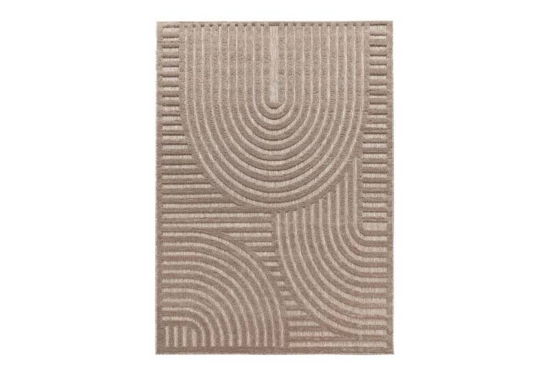 TaraCarpet Teppich Indoor und Outdoor Teppich wetterfest Barcelona Wave Boho Style, rechteckig, Höhe: 10 mm, Wave Boho beige Wohnzimmer Schlafzimmer Esszimmer 120X160 von TaraCarpet