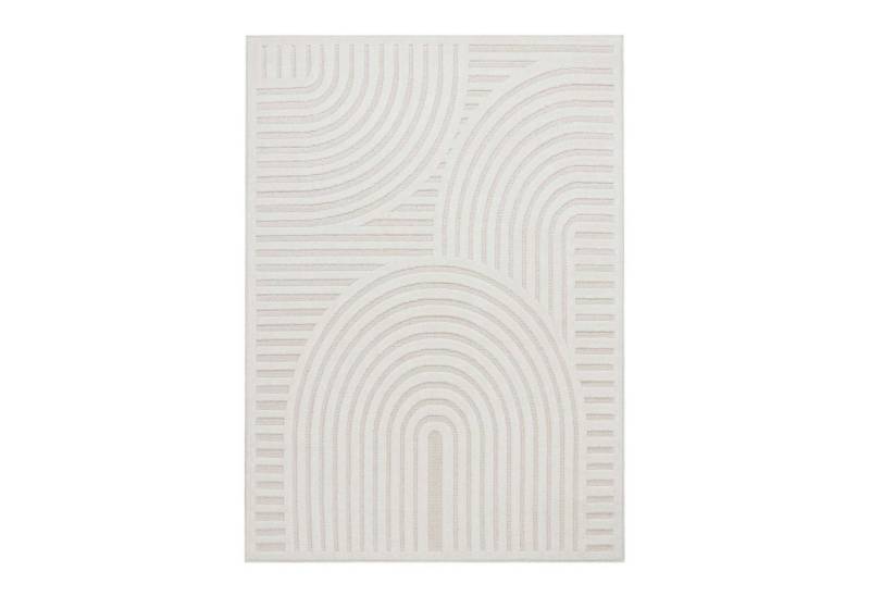 TaraCarpet Teppich Indoor und Outdoor Teppich wetterfest Barcelona Wave Boho Style, rechteckig, Höhe: 10 mm, Wave Boho weiß Wohnzimmer Schlafzimmer Esszimmer 120X160 von TaraCarpet