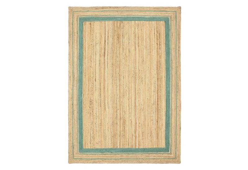 Teppich Jute Durry Bordüre Flachgewebe Boho Modern, TaraCarpet, rechteckig, Höhe: 5 mm, Teppich Sisal optik Bordüre grün Wohnzimmer 80x150 cm von TaraCarpet