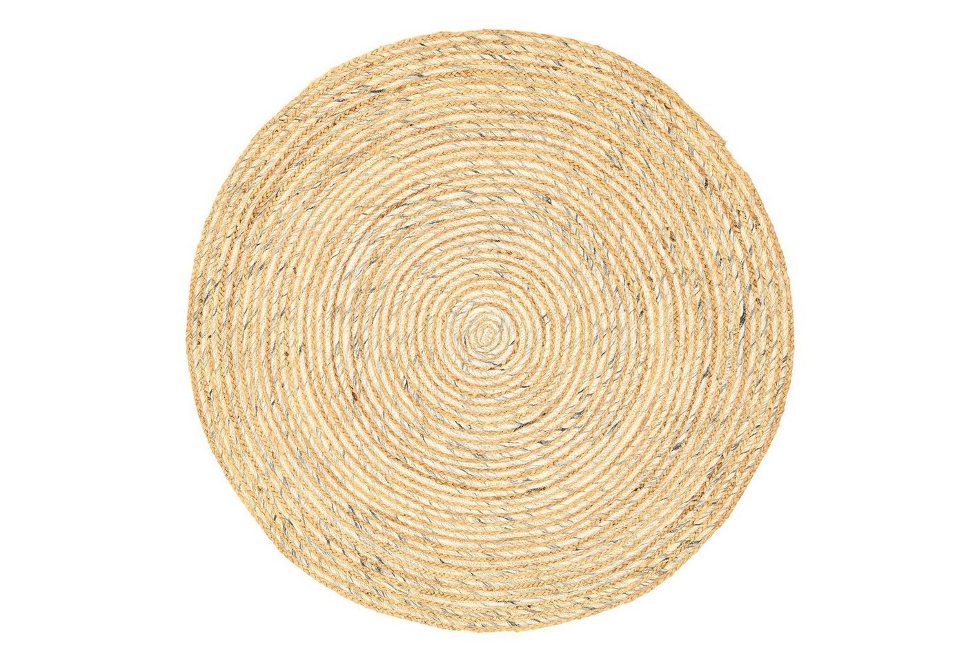 Teppich Jute Teppich Wooly natur rund Flachgewebe Boho Modern, TaraCarpet, rund, Höhe: 5 mm, Sisal optik Wolle grau Wohnzimmer Esszimmer Flur 120x120 cm rund von TaraCarpet