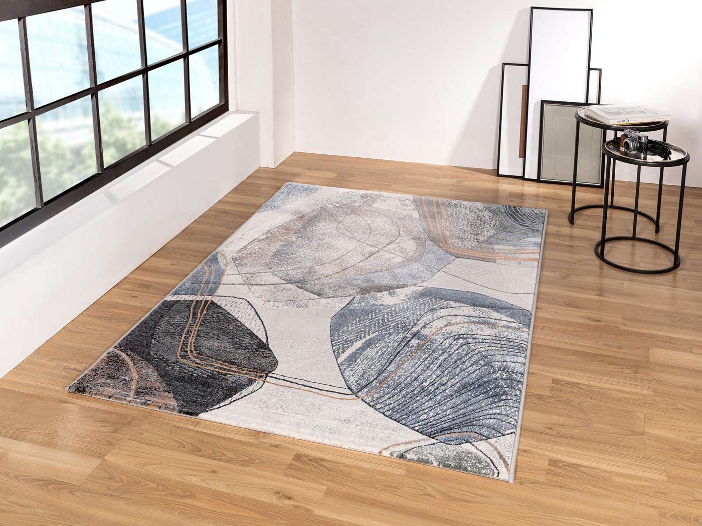 Teppich Kurzflorteppich Argo 63763 kreise, TaraCarpet, rechteckig, Höhe: 14 mm, moderner Vintage Kreise g Wohnzimmer Esszimmer Schlafzimmer 120x170 cm von TaraCarpet