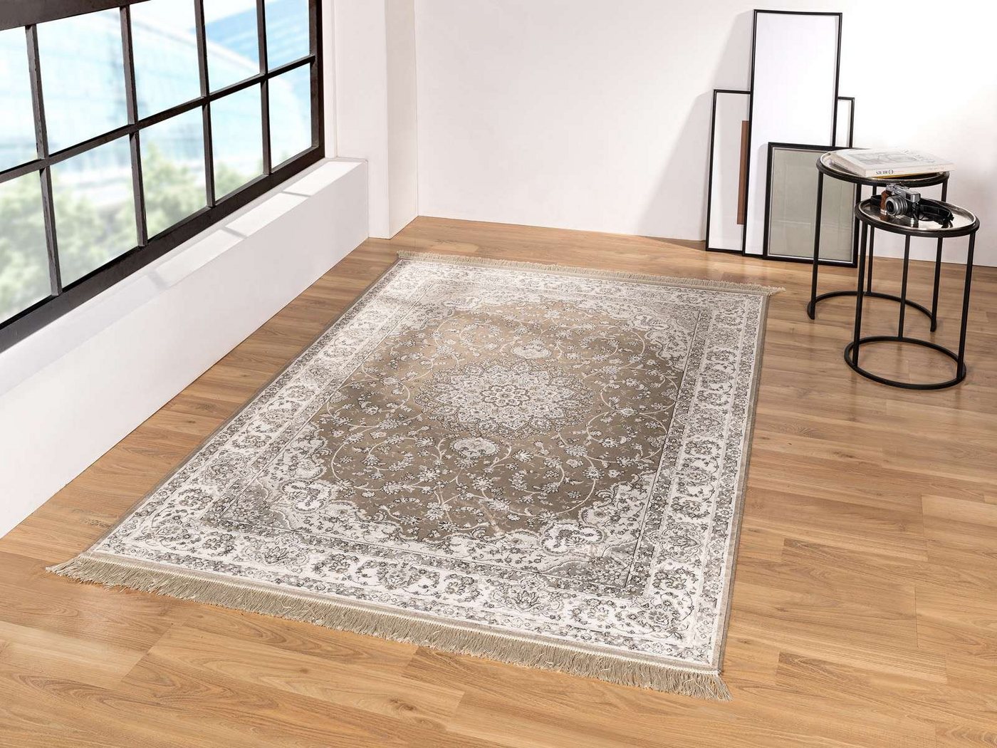 Teppich Moderner Orientteppich Palazzo Royal 914644, TaraCarpet, rechteckig, Höhe: 6 mm, Boho Vintage Isfahan braun Wohnzimmer Schlafzimmer Esszimmer 067x105 von TaraCarpet