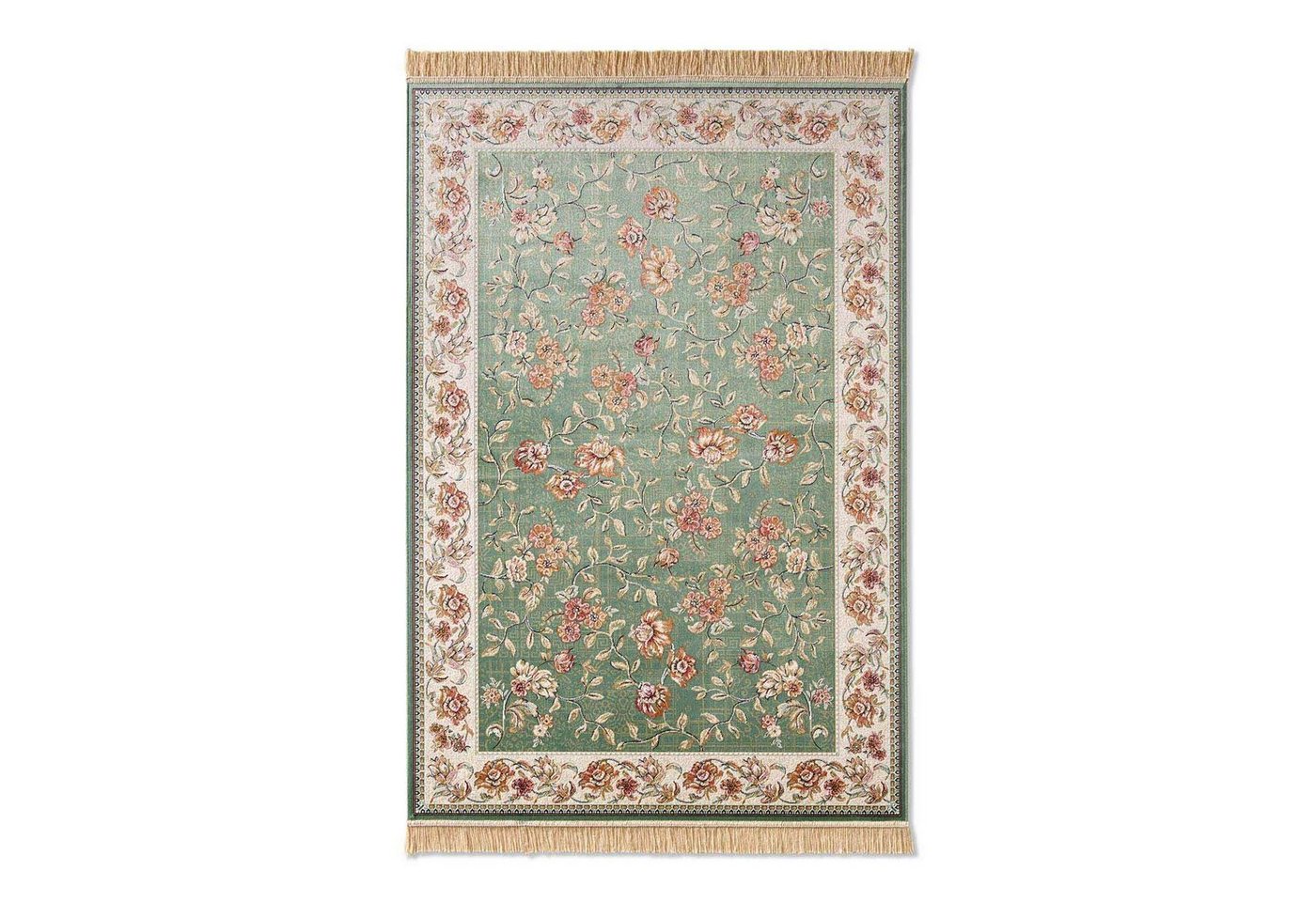 Teppich Palazzo Royal Antique Roses, TaraCarpet, rechteckig, Höhe: 6 mm, Rosen Seiden Optik rot Wohnzimmer Schlafzimmer Esszimmer 67x105 von TaraCarpet