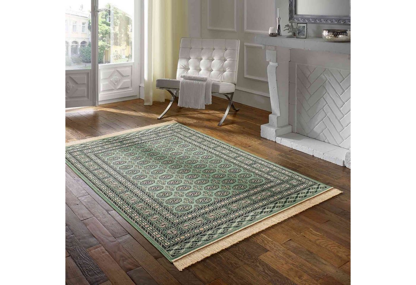 TaraCarpet Teppich Palazzo Royal Vintage Bouchara, rechteckig, Höhe: 6 mm, Bouchara Seiden Optik grün Wohnzimmer Schlafzimmer Esszimmer 67x105 TaraCarpet Teppich Palazzo Royal Vintage Bouchara, rechteckig, Höhe: 6 mm, Bouchara Seiden Optik grün Wohnzimmer Schlafzimmer Esszimmer 67x105 von TaraCarpet