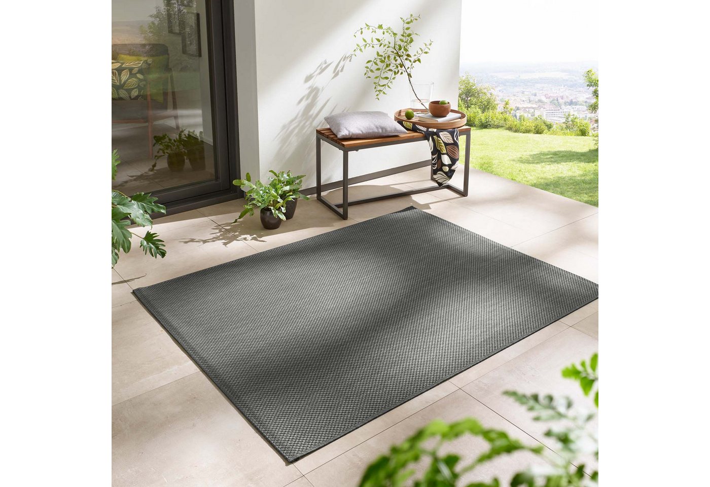 TaraCarpet Teppich Regina Teppich aus robustem Flachgewebe für In und Outdoor, rechteckig, Höhe: 7 mm, Küche Wohnzimmer Terrasse Garten Balkon uni anthrazit 80x150 TaraCarpet Teppich Regina Teppich aus robustem Flachgewebe für In und Outdoor, rechteckig, Höhe: 7 mm, Küche Wohnzimmer Terrasse Garten Balkon uni anthrazit 80x150 von TaraCarpet