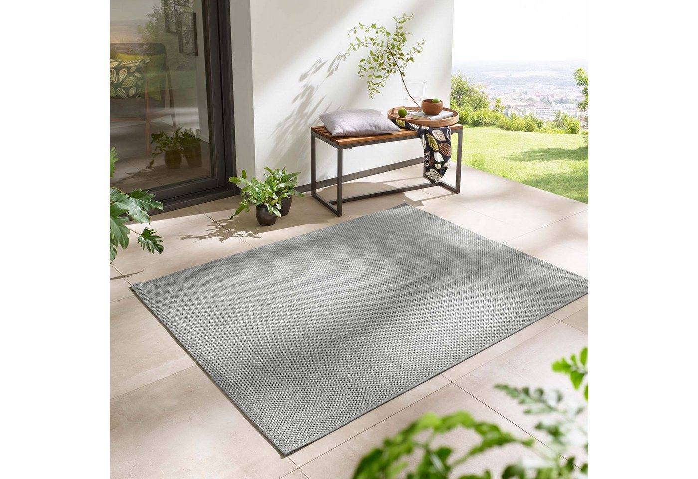 TaraCarpet Teppich Regina Teppich aus robustem Flachgewebe für In und Outdoor, rechteckig, Höhe: 7 mm, Küche Wohnzimmer Terrasse Garten Balkon uni grau 80x150 TaraCarpet Teppich Regina Teppich aus robustem Flachgewebe für In und Outdoor, rechteckig, Höhe: 7 mm, Küche Wohnzimmer Terrasse Garten Balkon uni grau 80x150 von TaraCarpet