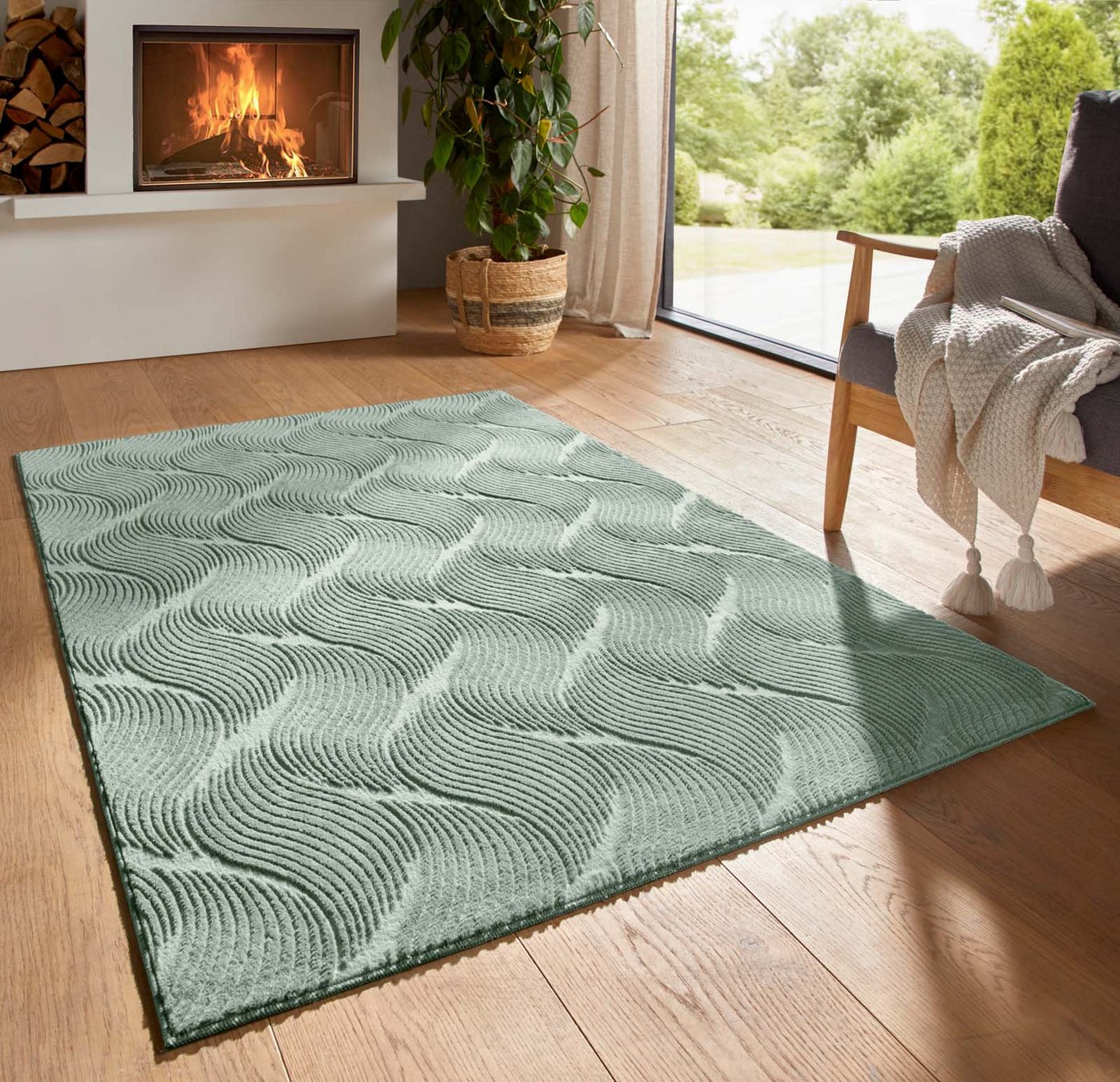 TaraCarpet Teppich TaraCarpet Homestyle 392 Shell, rechteckig, Höhe: 10 mm, Felloptik hoch-tief weich waschbar Düne grün 50x80 TaraCarpet Teppich TaraCarpet Homestyle 392 Shell, rechteckig, Höhe: 10 mm, Felloptik hoch-tief weich waschbar Düne grün 50x80 von TaraCarpet