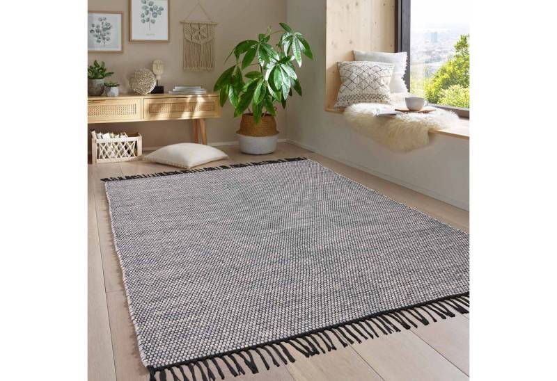 TaraCarpet Wollteppich Handwebteppich Borkum 100% Baumwolle, rechteckig, Höhe: 5 mm, gewebt Baumwolle grau modern Wohnzimmer Küche 080x150 cm TaraCarpet Wollteppich Handwebteppich Borkum 100% Baumwolle, rechteckig, Höhe: 5 mm, gewebt Baumwolle grau modern Wohnzimmer Küche 080x150 cm von TaraCarpet