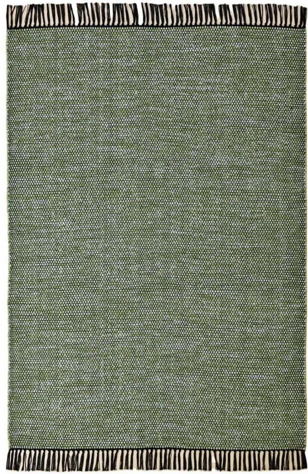 Wollteppich Handwebteppich Borkum 100% Baumwolle, TaraCarpet, rechteckig, Höhe: 5 mm, gewebt Baumwolle grün nachhaltig modern Wohnzimmer Küche 080x150 cm von TaraCarpet