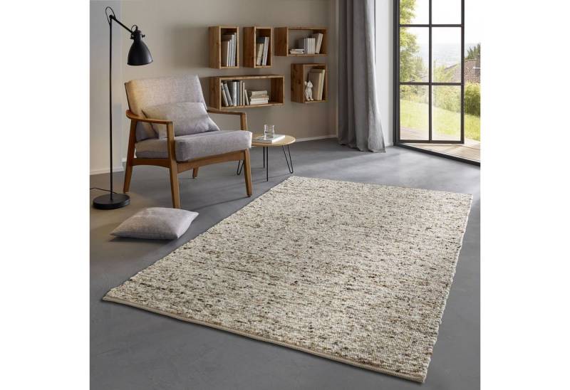 TaraCarpet Wollteppich TaraCarpet Fjord, rechteckig, Höhe: 10 mm, Handwebteppich Schurwolle br. beige Wohnzimmer Schlafzimmer 070x140 cm von TaraCarpet