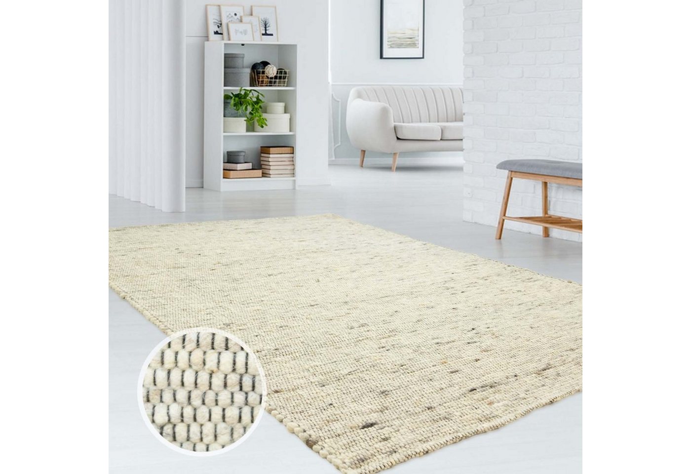 TaraCarpet Wollteppich TaraCarpet Handweb Erfenstein, rechteckig, Höhe: 13 mm, Schurwollteppich grau gewalkt Wohnzimmer Schlaf- Esszimmer 070x130 TaraCarpet Wollteppich TaraCarpet Handweb Erfenstein, rechteckig, Höhe: 13 mm, Schurwollteppich grau gewalkt Wohnzimmer Schlaf- Esszimmer 070x130 von TaraCarpet