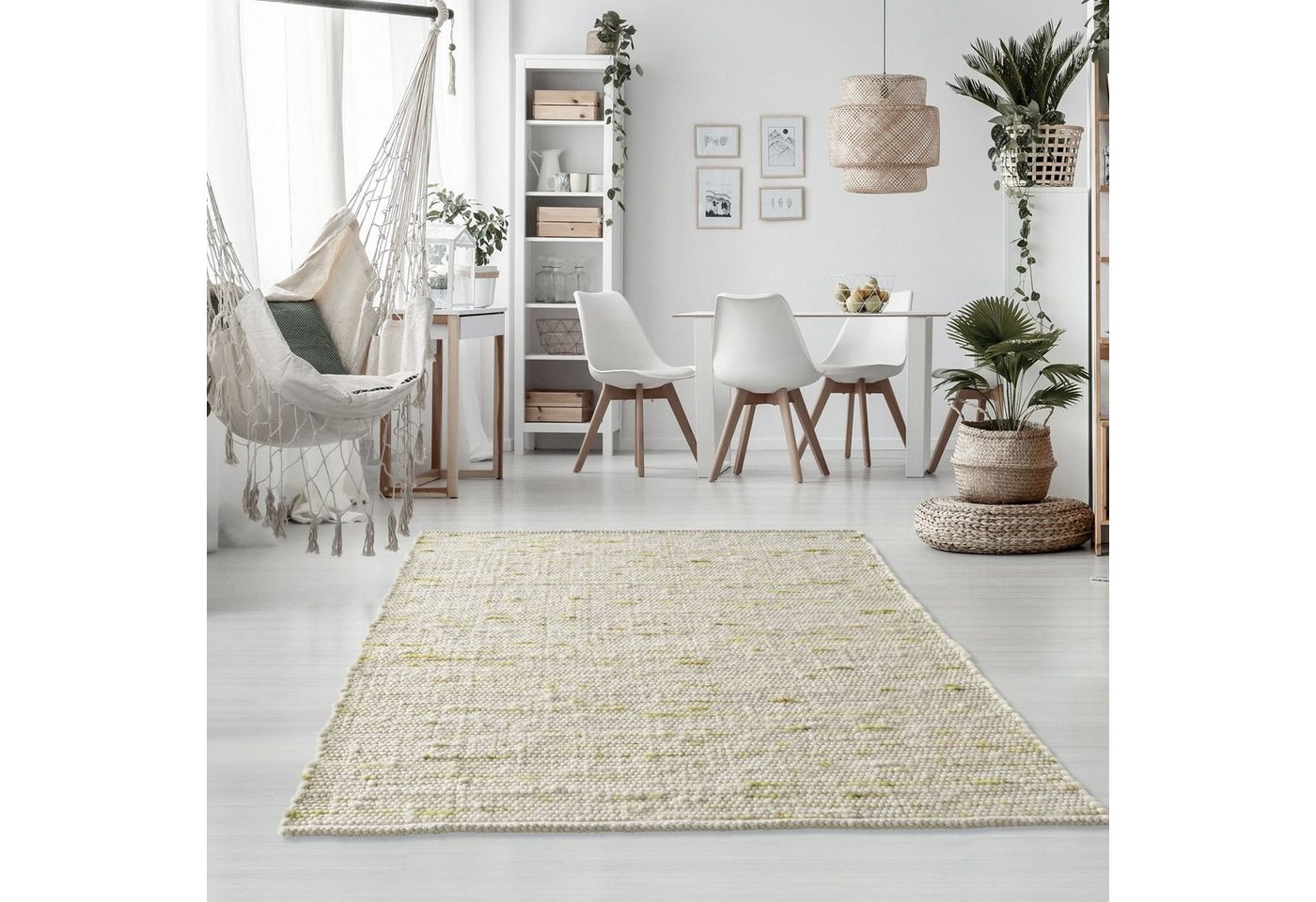 TaraCarpet Wollteppich TaraCarpet Handwebteppich Oslo, rechteckig, Höhe: 10 mm, Schurwolle Handgewebt grün meliert Wohnzimmer Schlafzimmer 070x130 cm TaraCarpet Wollteppich TaraCarpet Handwebteppich Oslo, rechteckig, Höhe: 10 mm, Schurwolle Handgewebt grün meliert Wohnzimmer Schlafzimmer 070x130 cm von TaraCarpet