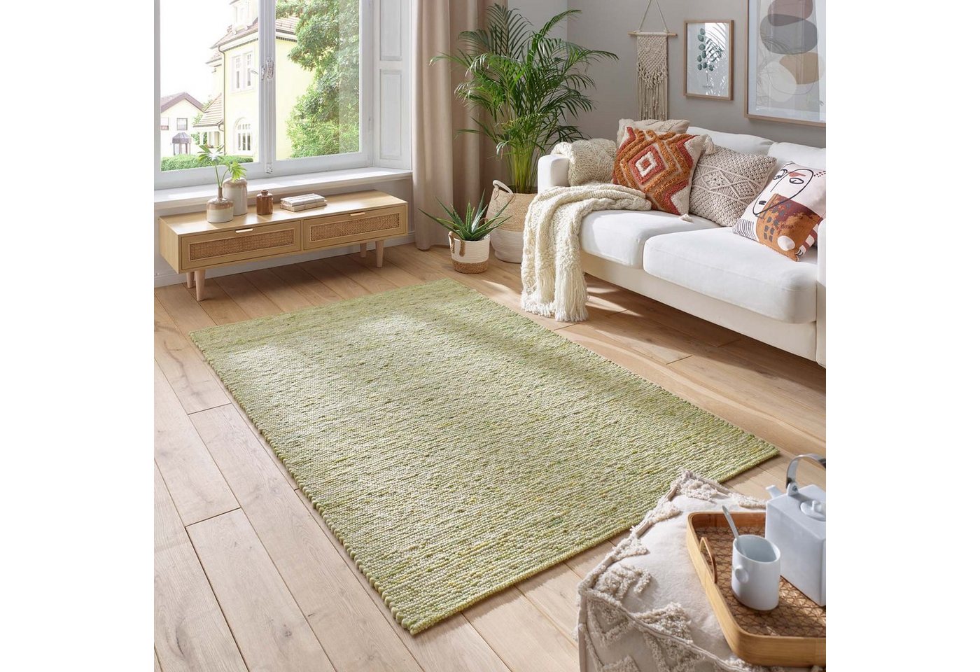 TaraCarpet Wollteppich TaraCarpet Limburg handgewebter Schurwollteppich aus gewalkter Wolle, rechteckig, Höhe: 8 mm, Handgewebt Teppich grün meliert Wohnzimmer Schlafzimmer 090x160 cm TaraCarpet Wollteppich TaraCarpet Limburg handgewebter Schurwollteppich aus gewalkter Wolle, rechteckig, Höhe: 8 mm, Handgewebt Teppich grün meliert Wohnzimmer Schlafzimmer 090x160 cm von TaraCarpet