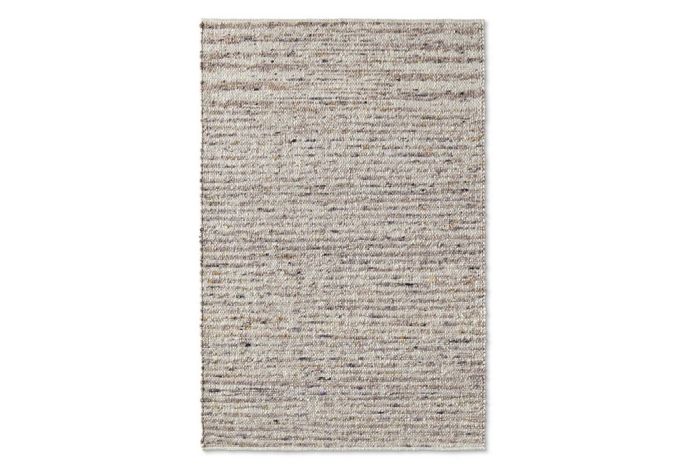 Wollteppich TaraCarpet Neidenfels handgewebter Schurwollteppich mit schwarzer, TaraCarpet, rechteckig, Höhe: 9 mm, gewalkt Schurwoll-Teppich grau braun Wohnzimmer Schlafzimmer 070x130 von TaraCarpet