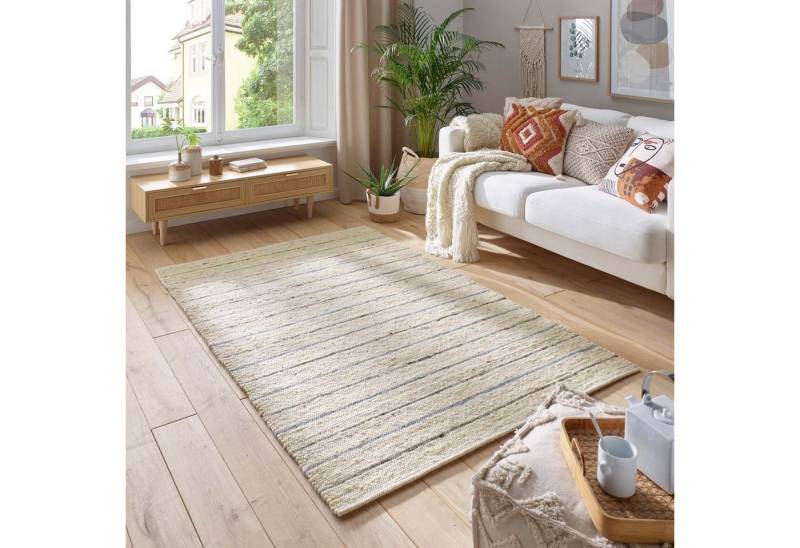 TaraCarpet Wollteppich TaraCarpet Weidenthal handgewebter Schurwollteppich aus Wolle gestreif, rechteckig, Höhe: 25 mm, Schurwoll-Teppich blau gestreift Wohnzimmer Schlafzimmer 090x160 cm TaraCarpet Wollteppich TaraCarpet Weidenthal handgewebter Schurwollteppich aus Wolle gestreif, rechteckig, Höhe: 25 mm, Schurwoll-Teppich blau gestreift Wohnzimmer Schlafzimmer 090x160 cm von TaraCarpet