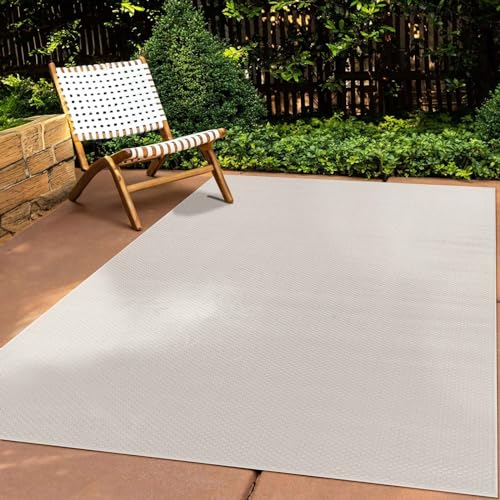 In & Outdoor Teppich Wetterfest Wohnzimmer Balkon Küchenteppich Terrassenteppich Flachgewebe Sisaloptik Meliert Einfarbig weiß 140x200 cm In & Outdoor Teppich Wetterfest Wohnzimmer Balkon Küchenteppich Terrassenteppich Flachgewebe Sisaloptik Meliert Einfarbig weiß 140x200 cm von Taracarpet