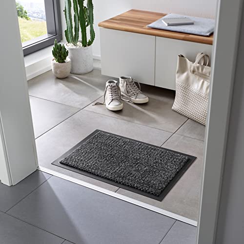 Taracarpet Schmutzfangmatte Azurit - Fußbodenmatte - Fußmatte - Fußabtreter - Anthrazit - modisch meliert - mit Rundum-Gummilippe - 40x60 cm von Taracarpet