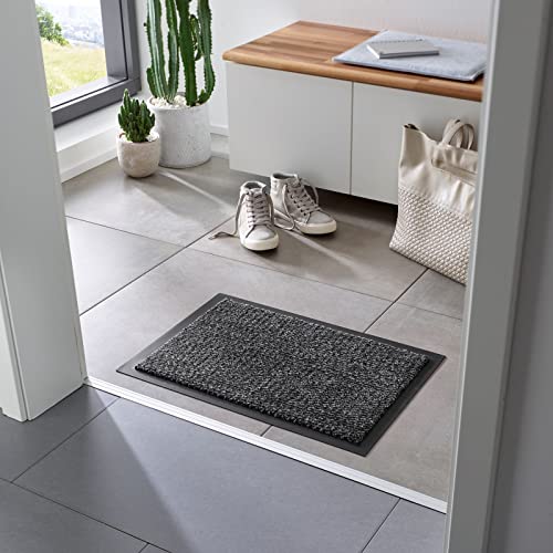 Taracarpet Schmutzfangmatte Azurit - Fußbodenmatte - Fußmatte - Fußabtreter - Anthrazit - modisch meliert - mit Rundum-Gummilippe - 60x80 cm von Taracarpet