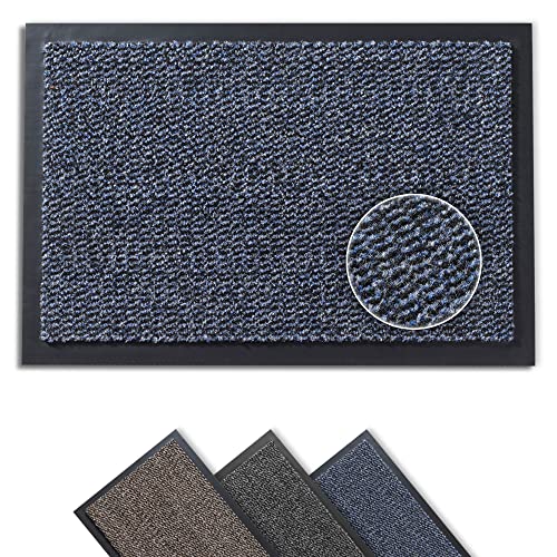 Taracarpet Schmutzfangmatte Azurit - Fußbodenmatte - Fußmatte - Fußabtreter - Blau - modisch meliert - mit Rundum-Gummilippe - 40x60 cm von Taracarpet