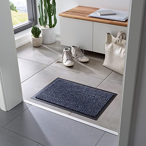 Taracarpet Schmutzfangmatte Azurit - Fußbodenmatte - Fußmatte - Fußabtreter - Blau - modisch meliert - mit Rundum-Gummilippe - 60x80 cm von Taracarpet