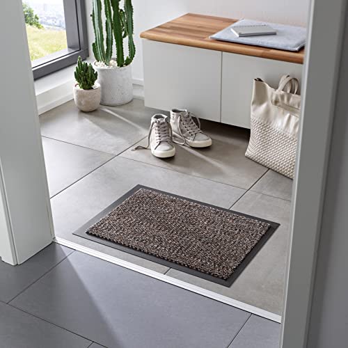 Taracarpet Schmutzfangmatte Azurit - Fußbodenmatte - Fußmatte - Fußabtreter - Braun - modisch meliert - mit Rundum-Gummilippe - 60x80 cm von Taracarpet