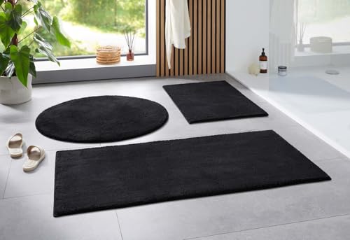 Taracarpet Badematte Uni Boho rutschfest, waschbar, Badezimmer-Teppich, Bad-Vorleger, WC Deko, Duschvorleger für Dusche und Badewannen weich und als Set kombinierbar Schwarz 060x120 cm Taracarpet Badematte Uni Boho rutschfest, waschbar, Badezimmer-Teppich, Bad-Vorleger, WC Deko, Duschvorleger für Dusche und Badewannen weich und als Set kombinierbar Schwarz 060x120 cm von Taracarpet