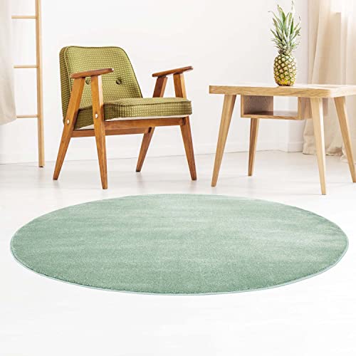 Taracarpet Designer-Teppich Galant Flauschige Flachflor Teppiche fürs Wohnzimmer, Esszimmer, Schlafzimmer oder Kinderzimmer weich und Schadstoffgeprüft Mint grün 120x120 cm rund von Taracarpet