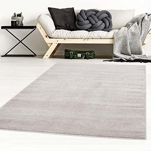 Taracarpet Designer-Teppich Galant Flauschige Flachflor Teppiche fürs Wohnzimmer, Esszimmer, Schlafzimmer oder Kinderzimmer weich und Schadstoffgeprüft grau 140x200 cm von Taracarpet