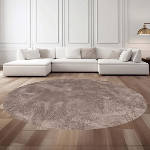 Taracarpet Fellteppich Kunstfell Teppich Waschbar, Hasenfell Imitat, Kaninchenfell, Kurzfell | Flauschiger Teppich Wohnzimmer, Bettvorleger Schlafzimmer, Teppich Fell Taupe 100x150 cm oval von Taracarpet