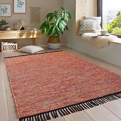 Taracarpet Handwebteppich Borkum Teppich fürs Wohnzimmer, Schlafzimmer und als Küchenteppich geeignet 100% Baumwolle Mehrfarbig 240x340 cm von Taracarpet