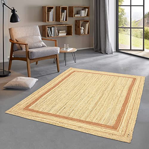 Taracarpet Jute Teppich Sisal Optik mit Bordüre Kurzflor Boho modern für Wohnzimmer Schlafzimmer nachhaltig Natur-Teppich Terracotta 120x170 cm Taracarpet Jute Teppich Sisal Optik mit Bordüre Kurzflor Boho modern für Wohnzimmer Schlafzimmer nachhaltig Natur-Teppich Terracotta 120x170 cm von Taracarpet