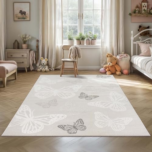 Taracarpet Kindezimmer und Jugendzimmer Kurzflor Teppich in Pastell Farben Kinderteppich auch für Babyzimmer geeignet Pastell bunt Schmetterling 80x150 cm Taracarpet Kindezimmer und Jugendzimmer Kurzflor Teppich in Pastell Farben Kinderteppich auch für Babyzimmer geeignet Pastell bunt Schmetterling 80x150 cm von Taracarpet